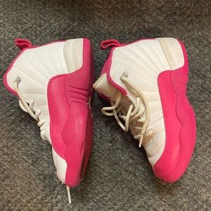 White and pink Jordan 12s size 11c